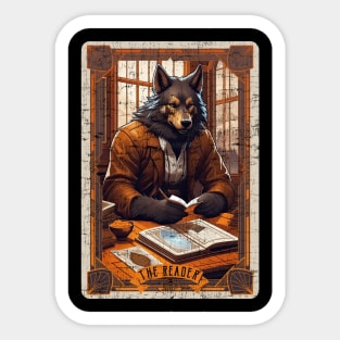 The Reader Retro Werewolf Halloween Tarot Card Sticker